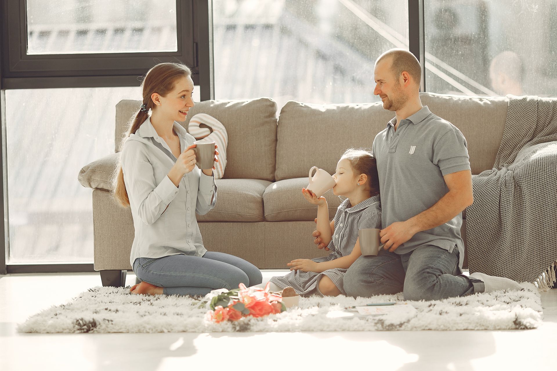 Family relaxing together at home